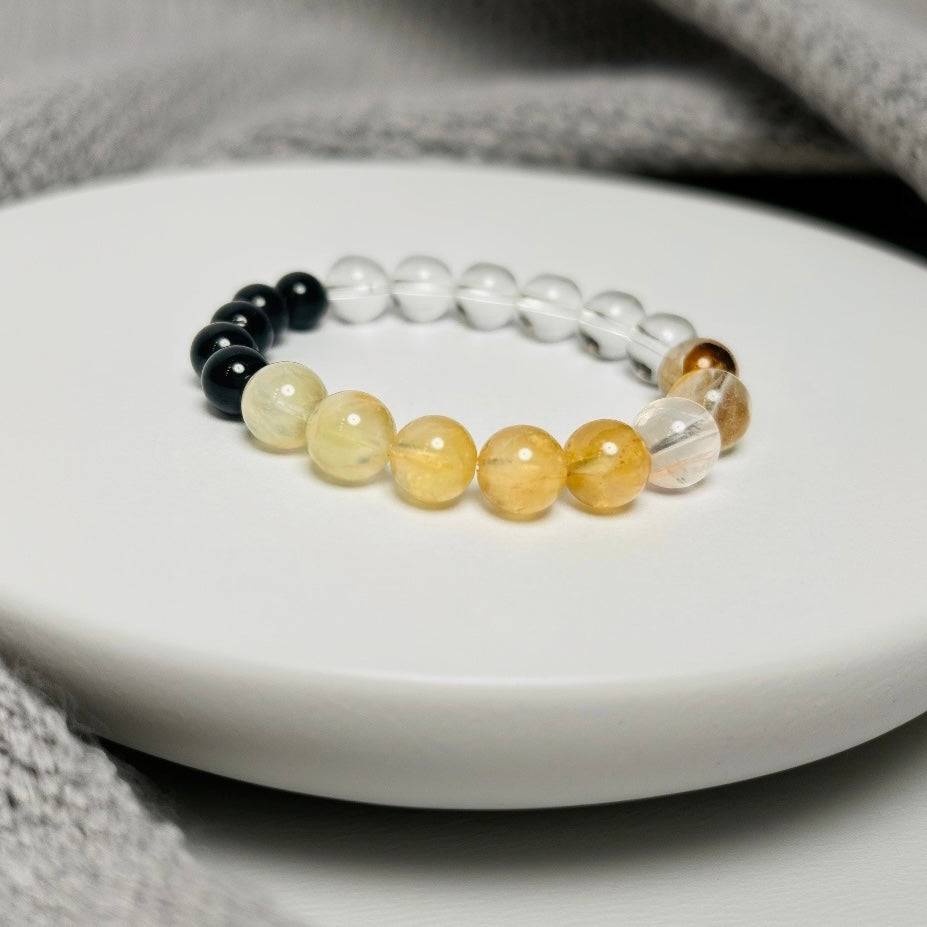 Eternal Bloom – Obsidian · Clear Quartz · Resin Flower