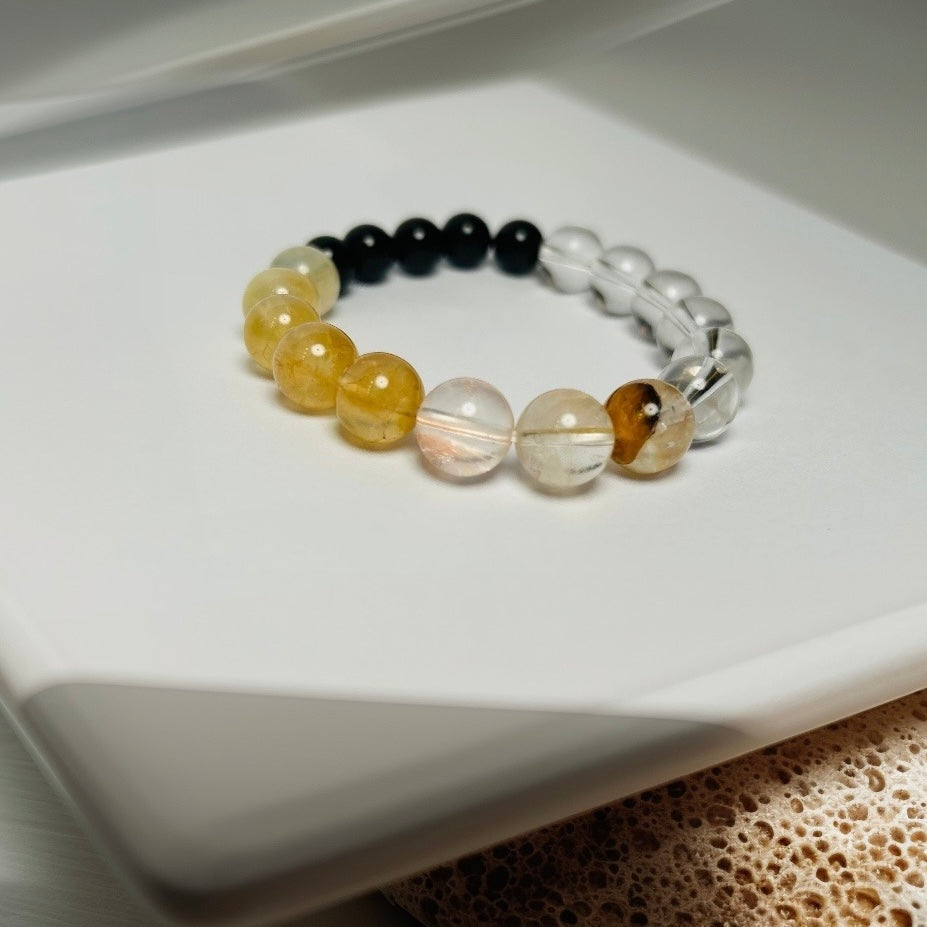Eternal Bloom – Obsidian · Clear Quartz · Resin Flower