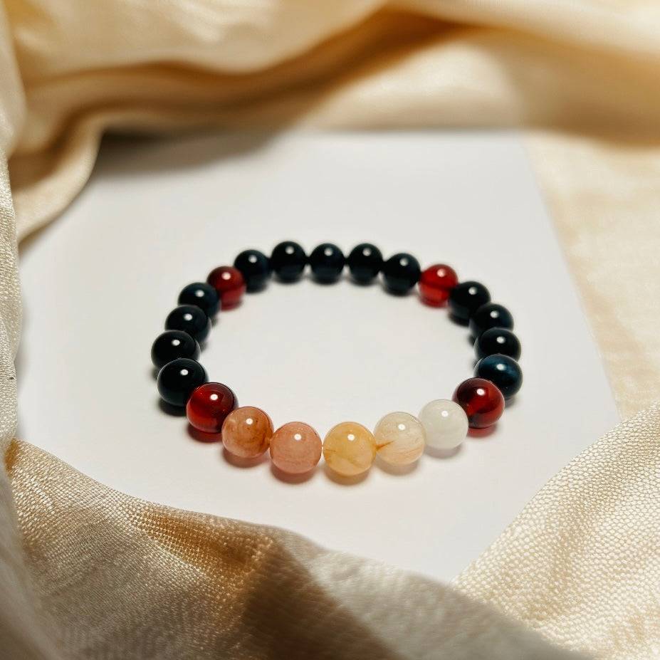 Twilight Guardian – Obsidian · Rabbit Hair Quartz · Garnet