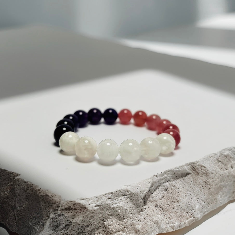 Aurora Whisper – Snow Phantom · Amethyst · Rose Quartz