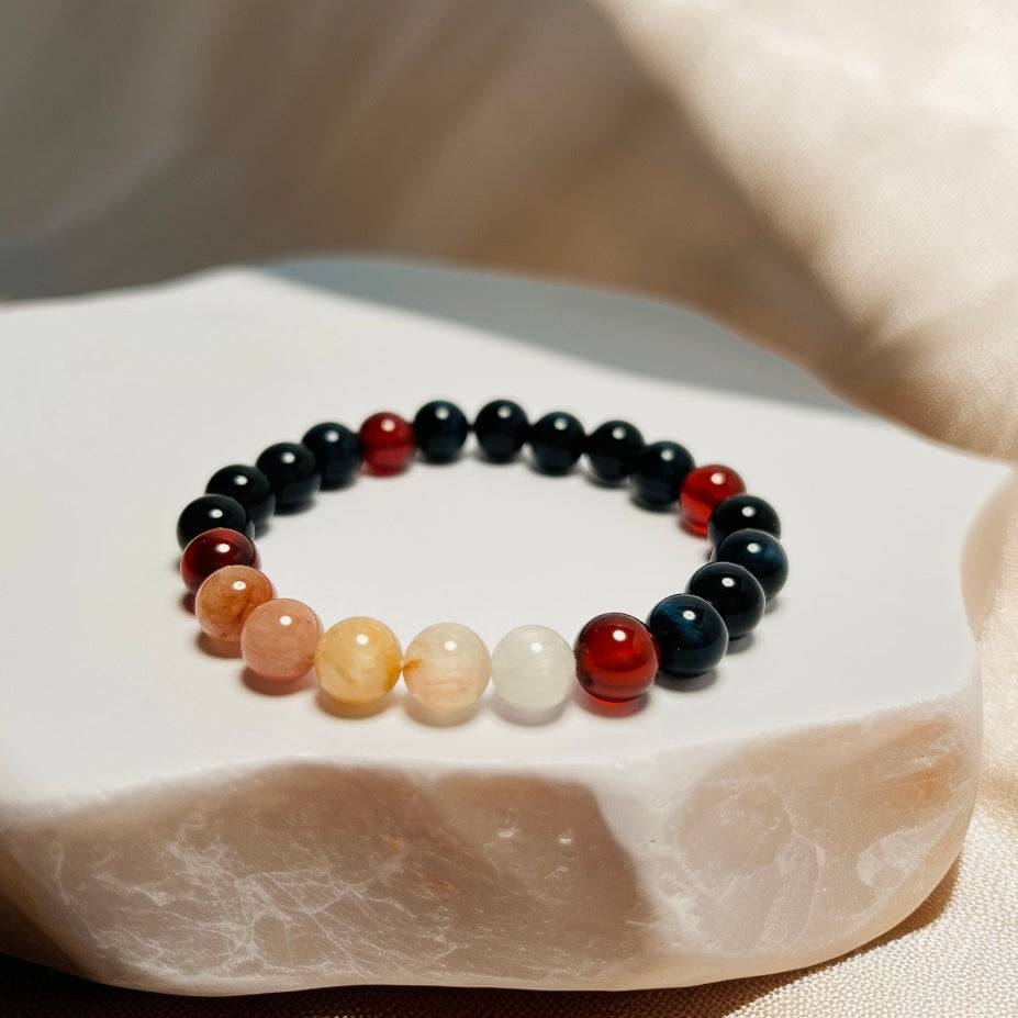 Twilight Guardian – Obsidian · Rabbit Hair Quartz · Garnet
