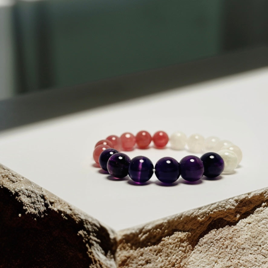 Aurora Whisper – Snow Phantom · Amethyst · Rose Quartz