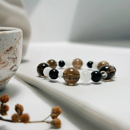 Ethereal Balance – Obsidian · Clear Quartz · Smoky Quartz · Moonstone