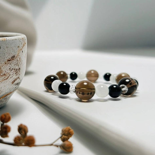 Ethereal Balance – Obsidian · Clear Quartz · Smoky Quartz · Moonstone