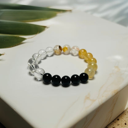 Eternal Bloom – Obsidian · Clear Quartz · Resin Flower