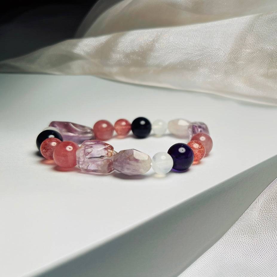 Twilight Bloom – Amethyst · Strawberry Quartz · Ametrine